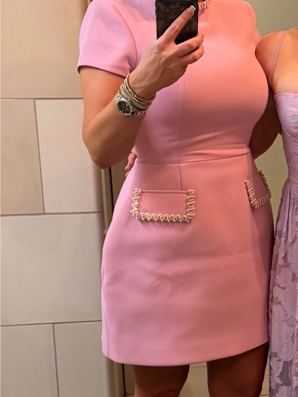 NADINE MERABI Simone Dress in Pink, size 6 - Picture 3 of 3